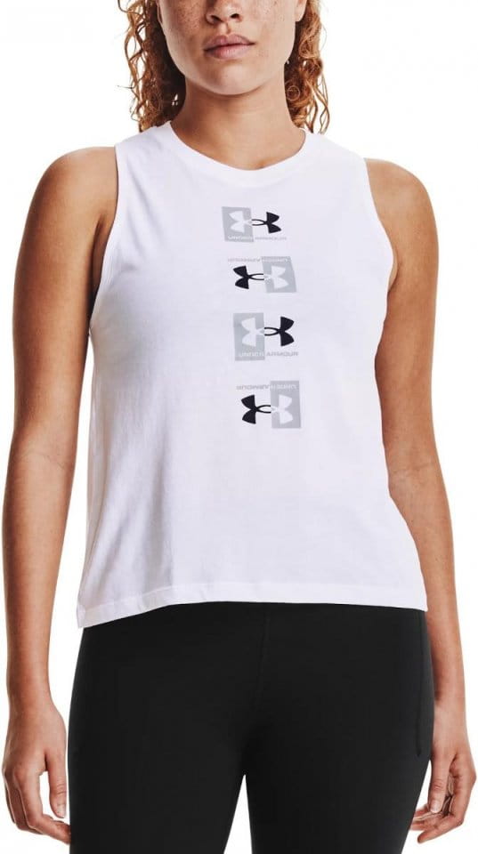 Tielko Under Armour Live UA Repeat Muscle Tank-WHT
