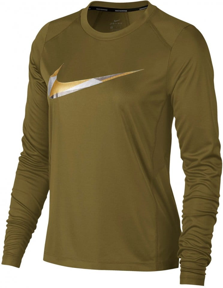 Tričko s dlhým rukávom Nike W NK MILER TOP LS METALLIC