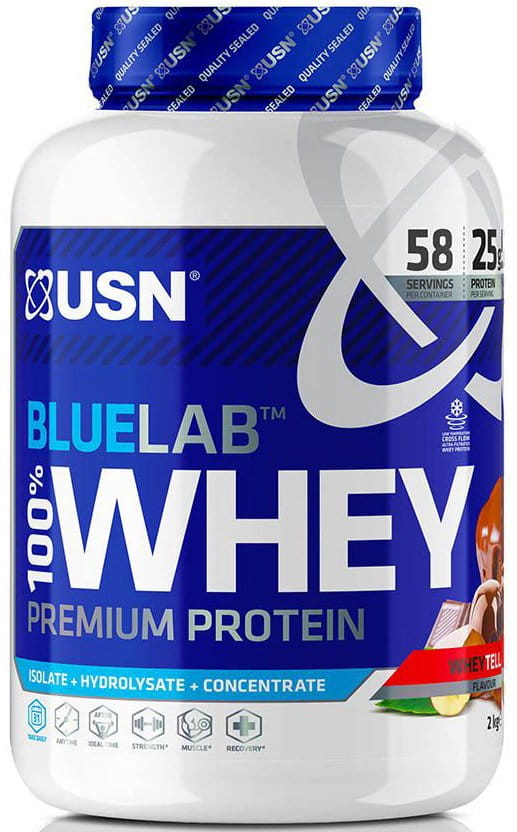 Srvátkový proteínový prášok USN 100% Premium BlueLab 908g jahoda