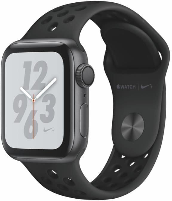 Hodinky Apple Watch + Series 4 GPS, 40mm Space Grey Aluminium Case with Anthracite/Black Sport Band